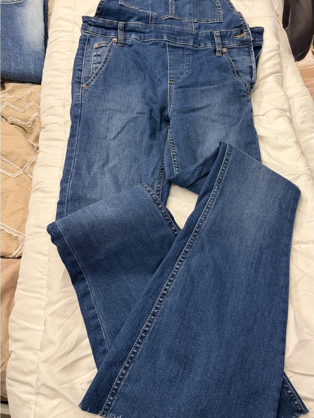 Free People Wide-Leg Blue Denim Jean Overalls